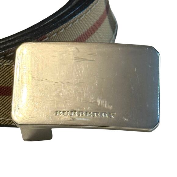 Burberry London Nova Check Men’s Belt w/ Silver Tone - 40 / 100 Coated Canvas - Picture 2 of 7